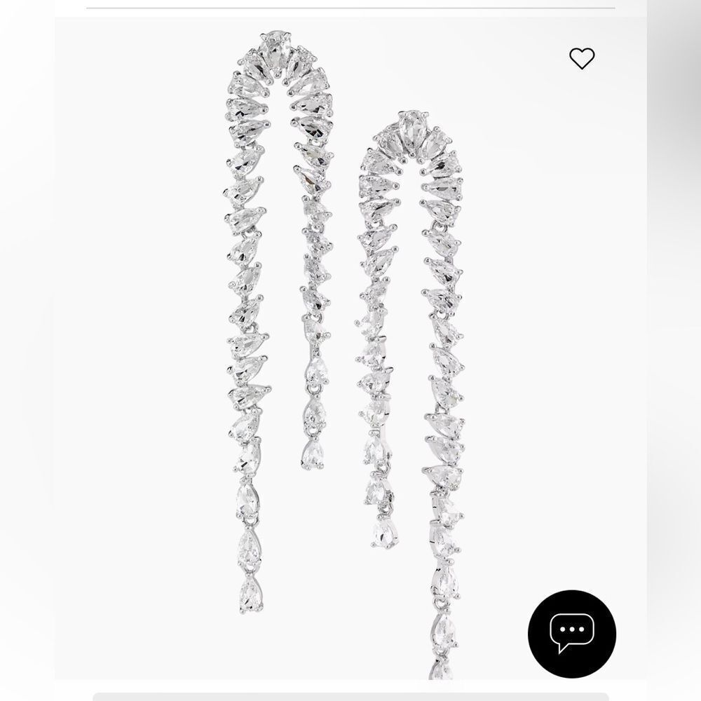 Shashi earrings linking pear cut cubic zirconia drop sterling silver Revolve